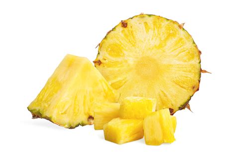Fresh Cut Pineapple Slices Isolated On White Background Stock Photo