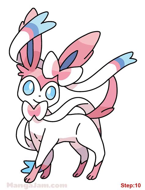 How To Draw Sylveon From Pokemon Step 10 Coloringdrawing Pinterest
