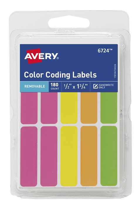 Avery Color Coding Labels Removable Adhesive 12 X 1 34 180 Labels