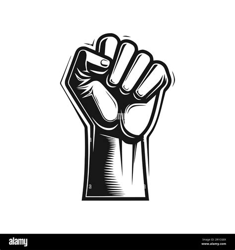 Raised Hand With A Clenched Fist On A White Background Vector