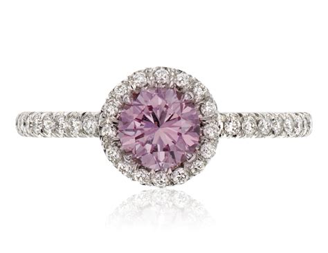 Fancy Purplish Pink Diamond Ring Of 064 Carat With Gia Report
