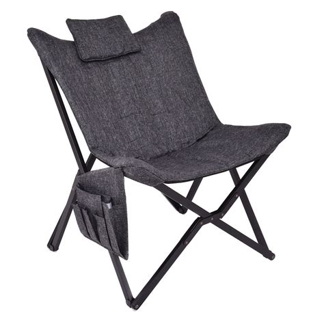 Solid Black Folding Butterfly Chair