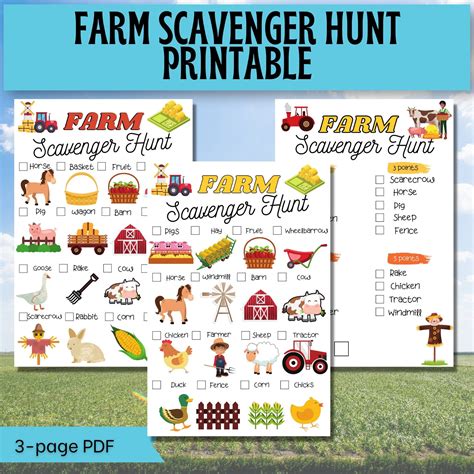 Editable Farm Scavenger Hunt Printable Farm Scavenger Hunt Kids