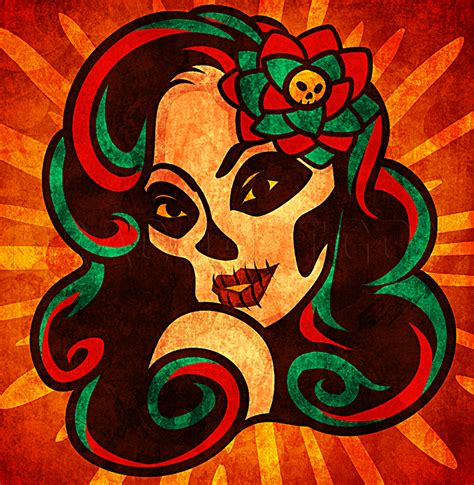 How To Draw Day Of The Dead Girl Step By Step Drawing Guide By Dawn Dragoart