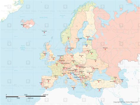 Map Of Europe With Multicolor Countries Free Vector Maps Europe Map