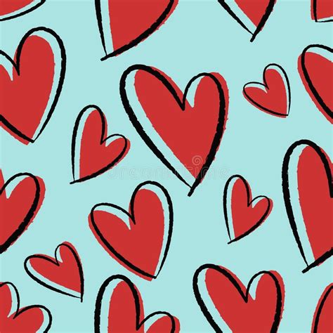 Seamless Pattern Of Hand Drawn Hearts Background For Cards Papers