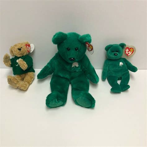 New Lot Of 3 TY Irish Themed Bears Large Erin Small Erin Blarney