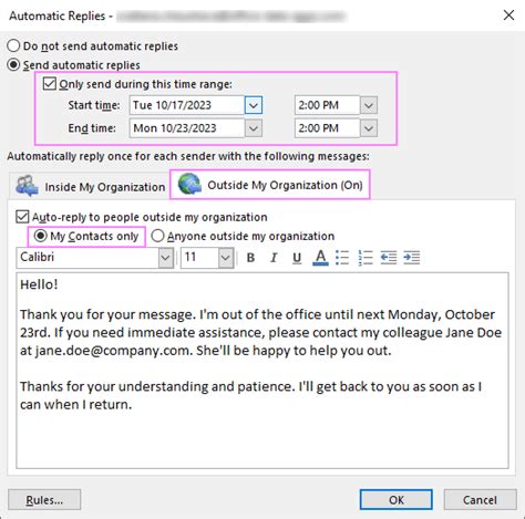 How To Set Auto Out Of Office Message In Outlook