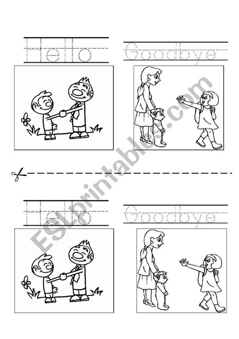 Trace The Words Hello And Goodbye Esl Worksheets Greetings Esl