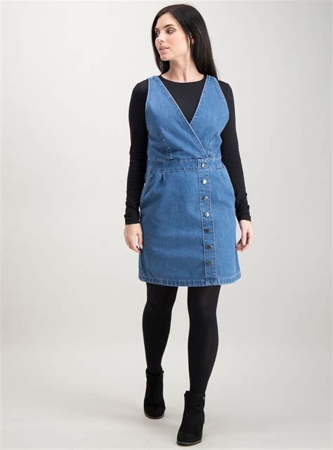 Womens Petite Blue Denim Pinafore Dress Tu Clothing Geek Chic