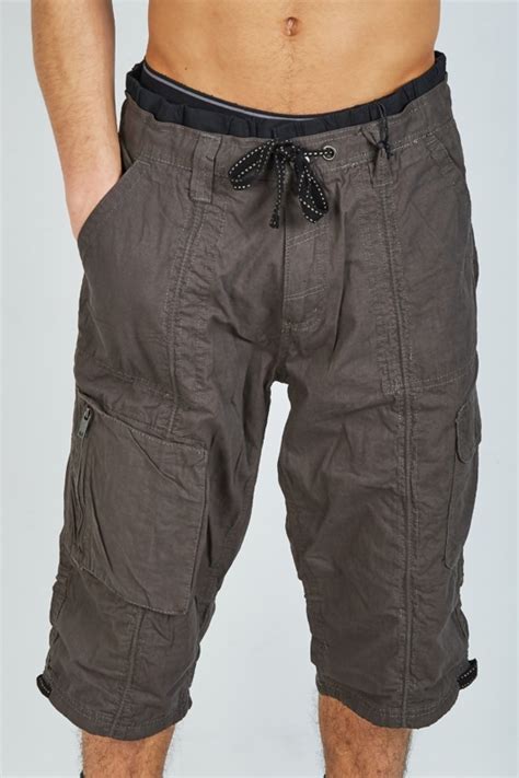 Mens Charcoal Long Cargo Shorts Justyouroutfit