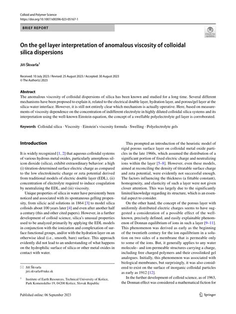 PDF On The Gel Layer Interpretation Of Anomalous Viscosity Of