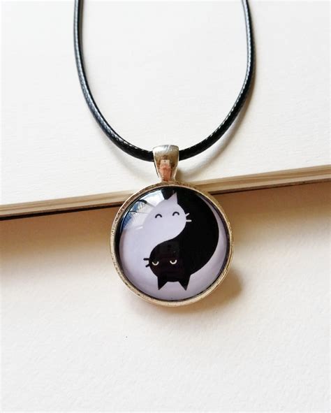 Yin Yang Cat Necklace Yin Yang Pendant Cat Jewelry Yin