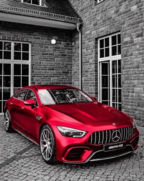 Candy Apple Red Car Mercedes Paint By Numbers Canvas Paint By Numbers
