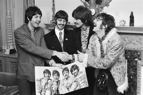 The Beatles During Their Photo Shoot For Sgt Peppers Album Cover In
