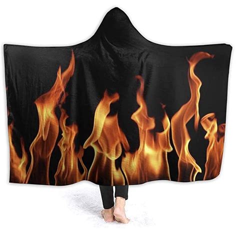 Blazing Flame Man Hooded Blanket Super Soft 60x50 Flannel Blanket