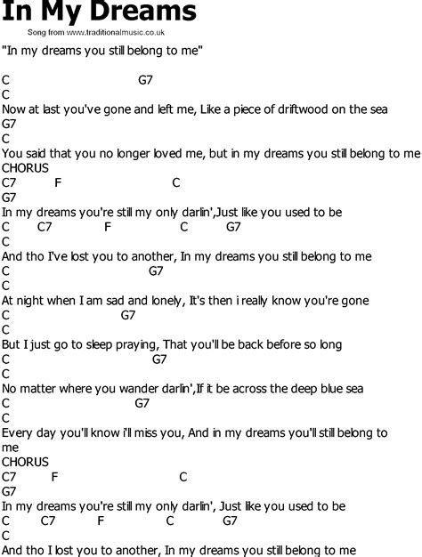 Old Country Song Lyrics With Chords In My Dreams
