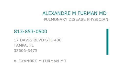 1477709632 Npi Number Alexandre M Furman Md Tampa Fl Npi