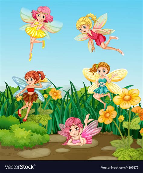 Fairies Flying Royalty Free Vector Image Vectorstock