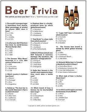 Test out your trivia knowledge with our selection of interesting and fun pub trivia questions with a separate printable list of answers. Pin on Gifts/party ideas