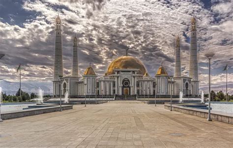 Wallpaper Turkmenistan Ashkabat Monumental Turkmenbashi Ruhy Mosque
