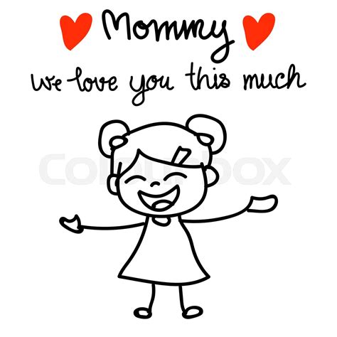 Hand Drawing Cartoon Character Concept Happy Mothers Day Stock Vector