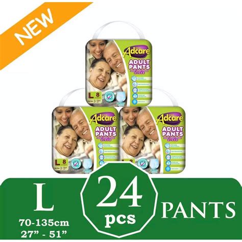 Adcare Adult Diaper Adult Pamper Pants L8 X 3 Packs 24pcs Disposable Diaper Pamper Pants