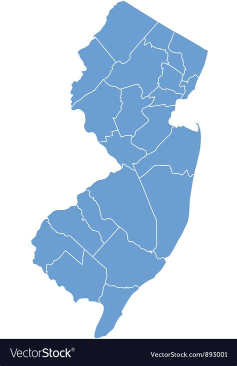 State Map Of New Jersey By Counties Royalty Free Vector