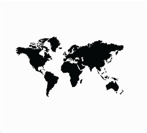 World Map Solid Black Wall Decal Sticker Decoration Interior