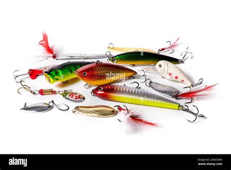 Variety Of Fishing Lures Isolated On White Background Stock Photo Alamy