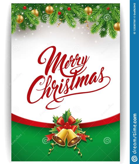 Merry Christmas T Card With Traditional Decorations