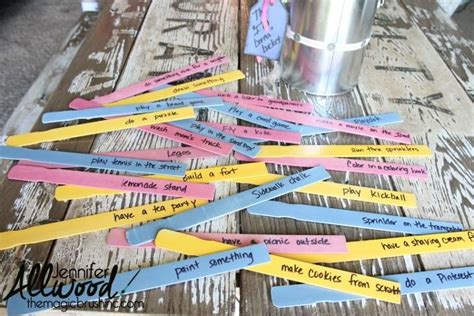 My kids still love to play with sidewalk chalk and this activity is a fun spin on that! 15 Amazing Things You Can Do With Paint Stirrers | Hometalk