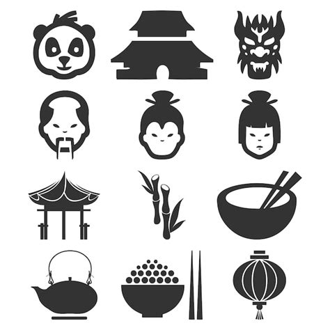 Premium Vector Vector Chinese Culture Symbols Flat Icons Set
