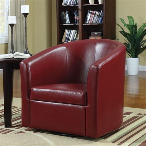 Cully top leather barrel chair | accent chairs by 17 stories. Coaster Faux Leather Swivel Barrel Back Accent Chair in ...