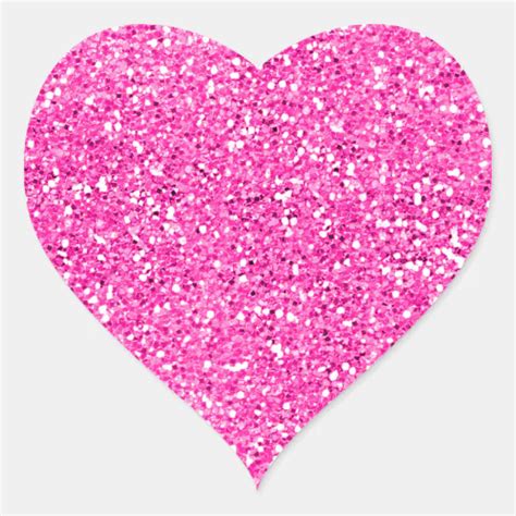 Hot Pink Glitter Heart Sticker Zazzle