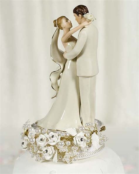 Vintage Rose Pearl Wedding Cake Topper Wedding Collectibles