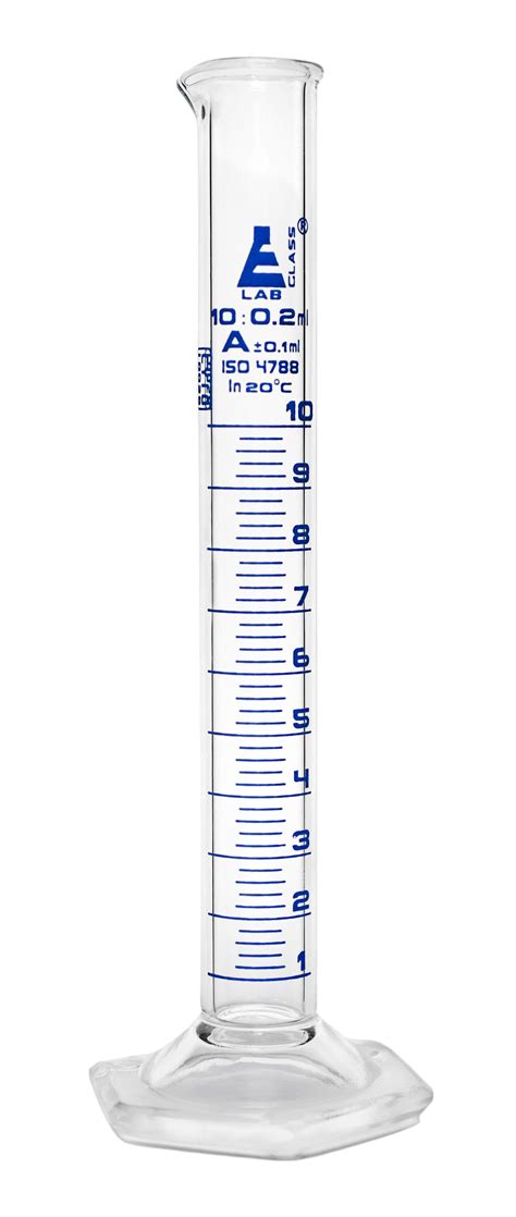 Graduated Cylinder 10ml Class A Tolerance 010ml Hexagonal Base