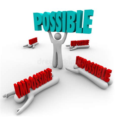 Possible Vs Impossible Man Lifts Word Winner Success Stock Illustration