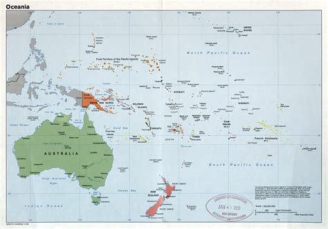 Gran Escala Del Mapa Político Detallada De Oceanía Con Las Principales