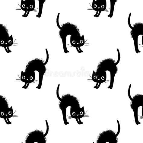 Seamless Vector Pattern With Black Cats Stock Vector Illustration Of Isolated Clothing 94805836