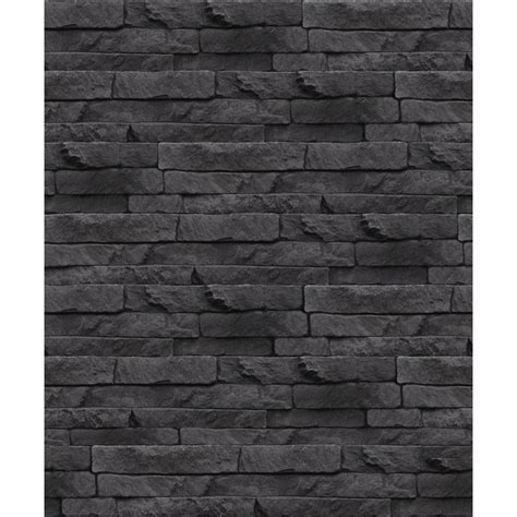 Graham And Brown Strata 56 Sq Ft Black Vinyl Textured Stone Unpasted