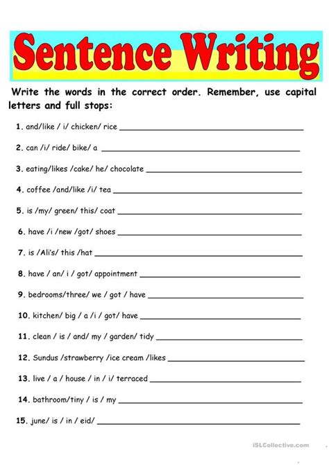Sentence Writing Sentence Writing Writing Sentences Worksheets