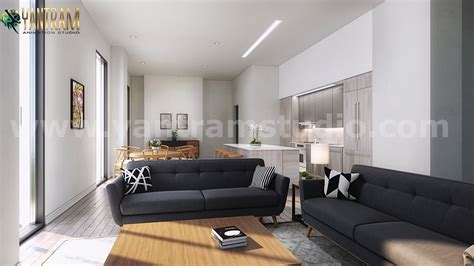 Yantram Architectural Design Studio Modern Kitchen Living Room 3d