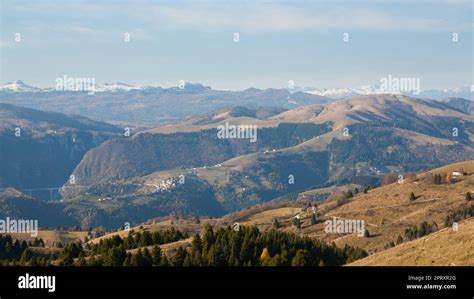 Mount Grappa Autumn Landscape Italian Alps Beautiful View Stock Photo