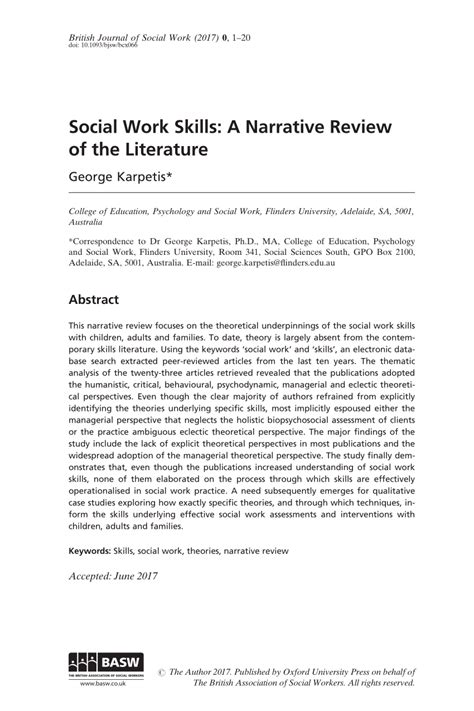 Pdf Social Work Skills A Narrative Review Of The Literature