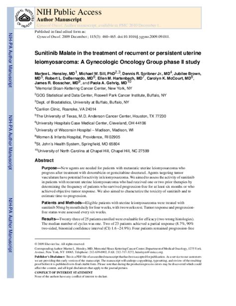 (PDF) Sunitinib malate in the treatment of recurrent or ...