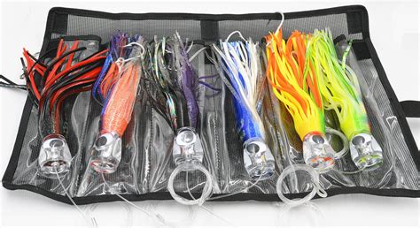 Buy Fishing Lure Set Of 6 Trolling Saltwater Skirted Lures 9 Inch