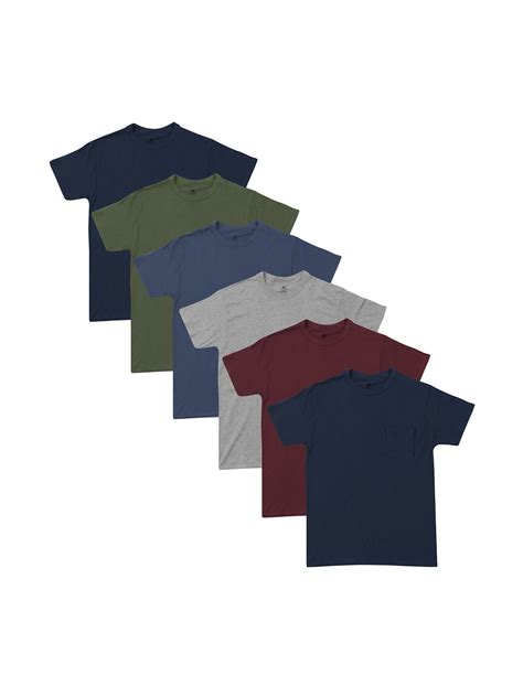 Hanes Hanes Mens Comfortsoft Tagless Pocket T Shirts 6 Pack