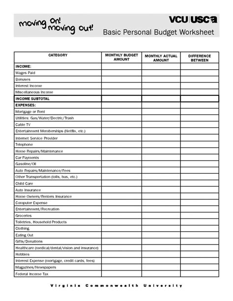 Printable Budget Worksheet Pdf Laobing Kaisuo Printable Budget