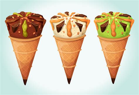 Classic Ice Cream Cones Set Vector Art At Vecteezy